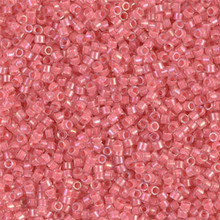 Delica Beads (Miyuki), size 11/0 (same as 12/0), SKU 195006.DB11-0070, lined rose pink ab, (10gram tube, apprx 1900 beads)