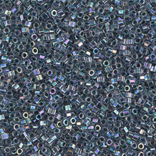 Delica Beads (Miyuki), size 11/0 (same as 12/0), SKU 195006.DB11-0085cut, lined blue/ blue ab, (10gram tube, apprx 1900 beads)