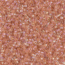 Delica Beads (Miyuki), size 11/0 (same as 12/0), SKU 195006.DB11-0054, lined peach ab, (10gram tube, apprx 1900 beads)