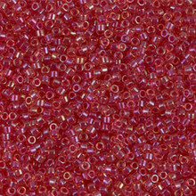 Delica Beads (Miyuki), size 11/0 (same as 12/0), SKU 195006.DB11-0062, lined light cranberry ab, (10gram tube, apprx 1900 beads)
