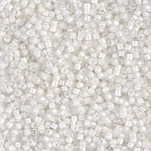 Delica Beads (Miyuki), size 11/0 (same as 12/0), SKU 195006.DB11-0066, lined white ab, (10gram tube, apprx 1900 beads)