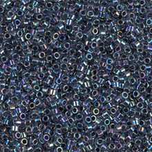 Delica Beads (Miyuki), size 11/0 (same as 12/0), SKU 195006.DB11-0086, lined dark blue ab, (10gram tube, apprx 1900 beads)