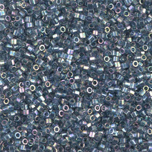Delica Beads (Miyuki), size 11/0 (same as 12/0), SKU 195006.DB11-0111cut, transparent grey luster ab, (10gram tube, apprx 1900 beads)