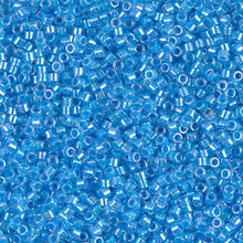 Delica Beads (Miyuki), size 11/0 (same as 12/0), SKU 195006.DB11-0076, lined light blue ab, (10gram tube, apprx 1900 beads)