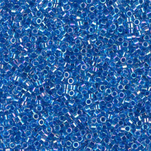 Delica Beads (Miyuki), size 11/0 (same as 12/0), SKU 195006.DB11-0077, lined blue ab, (10gram tube, apprx 1900 beads)