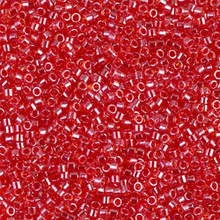 Delica Beads (Miyuki), size 11/0 (same as 12/0), SKU 195006.DB11-0098, transparent light siam luster, (10gram tube, apprx 1900 beads)