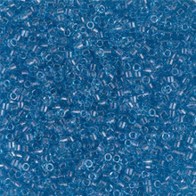 Delica Beads (Miyuki), size 11/0 (same as 12/0), SKU 195006.DB11-0113, transparent blue luster, (10gram tube, apprx 1900 beads)