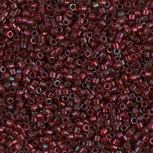 Delica Beads (Miyuki), size 11/0 (same as 12/0), SKU 195006.DB11-0105, gold luster transparent dark red, (10gram tube, apprx 1900 beads)