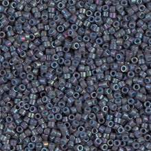 Delica Beads (Miyuki), size 11/0 (same as 12/0), SKU 195006.DB11-0132, opaque dark grey ab, (10gram tube, apprx 1900 beads)