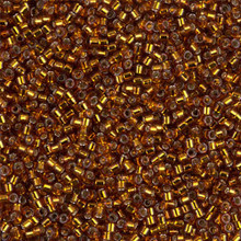 Delica Beads (Miyuki), size 11/0 (same as 12/0), SKU 195006.DB11-0144, amber silver lined, (10gram tube, apprx 1900 beads)