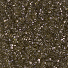 Delica Beads (Miyuki), size 11/0 (same as 12/0), SKU 195006.DB11-0123cut, transparent olive grey luster, (10gram tube, apprx 1900 beads)