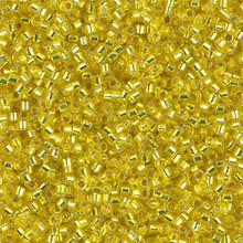 Delica Beads (Miyuki), size 11/0 (same as 12/0), SKU 195006.DB11-0145, yellow silver lined, (10gram tube, apprx 1900 beads)