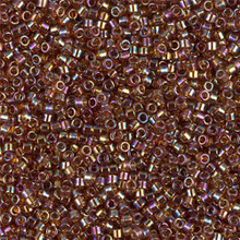 Delica Beads (Miyuki), size 11/0 (same as 12/0), SKU 195006.DB11-0170,transparent amber ab, (10gram tube, apprx 1900 beads)