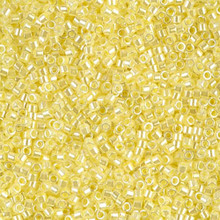 Delica Beads (Miyuki), size 11/0 (same as 12/0), SKU 195006.DB11-0232, lined crystal/ pale yellow luster, (10gram tube, apprx 1900 beads)
