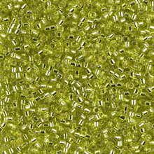 Delica Beads (Miyuki), size 11/0 (same as 12/0), SKU 195006.DB11-0147, chartreuse silver lined, (10gram tube, apprx 1900 beads)