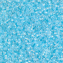 Delica Beads (Miyuki), size 11/0 (same as 12/0), SKU 195006.DB11-0239, lined crystal/light aqua, (10gram tube, apprx 1900 beads)