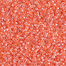Delica Beads (Miyuki), size 11/0 (same as 12/0), SKU 195006.DB11-0235, lined crystal/ salmon luster, (10gram tube, apprx 1900 beads)