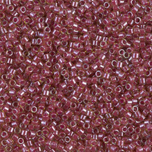 Delica Beads (Miyuki), size 11/0 (same as 12/0), SKU 195006.DB11-0283, lined amber/ cranberry, (10gram tube, apprx 1900 beads)