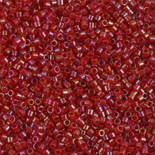 Delica Beads (Miyuki), size 11/0 (same as 12/0), SKU 195006.DB11-0295, lined red /red ab, (10gram tube, apprx 1900 beads)