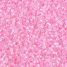 Delica Beads (Miyuki), size 11/0 (same as 12/0), SKU 195006.DB11-0245, lined crystal/medium pink, (10gram tube, apprx 1900 beads)