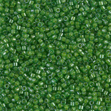 Delica Beads (Miyuki), size 11/0 (same as 12/0), SKU 195006.DB11-0274, lined green/  lime, (10gram tube, apprx 1900 beads)