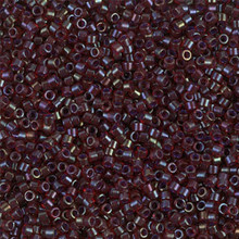 Delica Beads (Miyuki), size 11/0 (same as 12/0), SKU 195006.DB11-0296, lined red cranberry ab, (10gram tube, apprx 1900 beads)