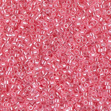 Delica Beads (Miyuki), size 11/0 (same as 12/0), SKU 195006.DB11-0236, lined crystal/rose luster, (10gram tube, apprx 1900 beads)