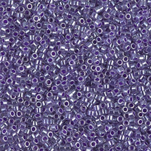 Delica Beads (Miyuki), size 11/0 (same as 12/0), SKU 195006.DB11-0250, lined crystal/violet, (10gram tube, apprx 1900 beads)