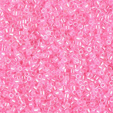 Delica Beads (Miyuki), size 11/0 (same as 12/0), SKU 195006.DB11-0246, lined crystal/dark pink, (10gram tube, apprx 1900 beads)
