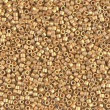 Delica Beads (Miyuki), size 11/0 (same as 12/0), SKU 195006.DB11-0331, matte metallic bright yellow gold 24KT, (5gram tube, apprx 950 beads)