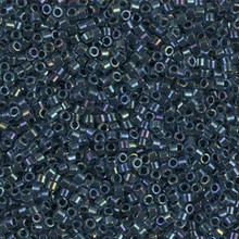 Delica Beads (Miyuki), size 11/0 (same as 12/0), SKU 195006.DB11-0286, lined aqua/ grey, (10gram tube, apprx 1900 beads)