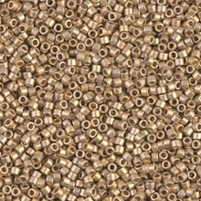 Delica Beads (Miyuki), size 11/0 (same as 12/0), SKU 195006.DB11-0334, matte metallic dark yellow gold 24KT, (5gram tube, apprx 950 beads)