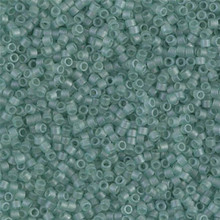 Delica Beads (Miyuki), size 11/0 (same as 12/0), SKU 195006.DB11-0385, sea glass green transparent matte, (10gram tube, apprx 1900 beads)