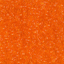 Delica Beads (Miyuki), size 11/0 (same as 12/0), SKU 195006.DB11-0703, orange transparent, (10gram tube, apprx 1900 beads)