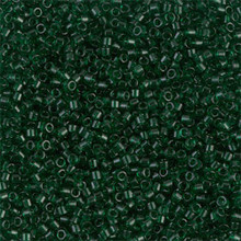 Delica Beads (Miyuki), size 11/0 (same as 12/0), SKU 195006.DB11-0713, transparent green, (10gram tube, apprx 1900 beads)