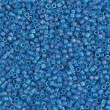 Delica Beads (Miyuki), size 11/0 (same as 12/0), SKU 195006.DB11-00862, matte transparent capri blue AB, (10gram tube, apprx 1900 beads)