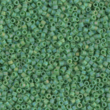 Delica Beads (Miyuki), size 11/0 (same as 12/0), SKU 195006.DB11-0877, matte opaque green ab, (10gram tube, apprx 1900 beads)