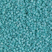 Delica Beads (Miyuki), size 11/0 (same as 12/0), SKU 195006.DB11-0878, matte opaque turquoise ab, (10gram tube, apprx 1900 beads)