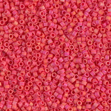 Delica Beads (Miyuki), size 11/0 (same as 12/0), SKU 195006.DB11-0873, matte opaque cranberry ab, (10gram tube, apprx 1900 beads)