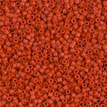 Delica Beads (Miyuki), size 11/0 (same as 12/0), SKU 195006.DB11-0795, dyed matte opaque vermillion, (10gram tube, apprx 1900 beads)