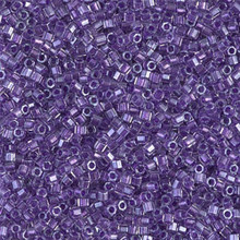 Delica Beads (Miyuki), size 11/0 (same as 12/0), SKU 195006.DB11-0906cut, sparkling purple lined crystal, (10gram tube, apprx 1900 beads)