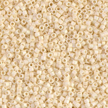 Delica Beads (Miyuki), size 11/0 (same as 12/0), SKU 195006.DB11-0883, matte dk opaque cream ab, (10gram tube, apprx 1900 beads)