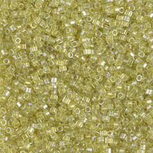 Delica Beads (Miyuki), size 11/0 (same as 12/0), SKU 195006.DB11-0910cut, sparkling light yellow lined crystal, (10gram tube, apprx 1900 beads)