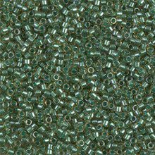 Delica Beads (Miyuki), size 11/0 (same as 12/0), SKU 195006.DB11-0917, sparkling light green lined topaz, (10gram tube, apprx 1900 beads)