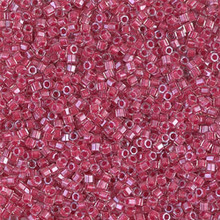Delica Beads (Miyuki), size 11/0 (same as 12/0), SKU 195006.DB11-0914cut, sparkling dark pink lined crystal, (10gram tube, apprx 1900 beads)