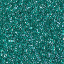 Delica Beads (Miyuki), size 11/0 (same as 12/0), SKU 195006.DB11-0918cut, sparkling teal lined crystal, (10gram tube, apprx 1900 beads)