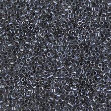 Delica Beads (Miyuki), size 11/0 (same as 12/0), SKU 195006.DB11-0925, sparkling dark gray lined crystal, (10gram tube, apprx 1900 beads)