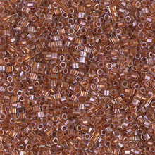 Delica Beads (Miyuki), size 11/0 (same as 12/0), SKU 195006.DB11-0915cut, sparkling dark amber lined crystal, (10gram tube, apprx 1900 beads)