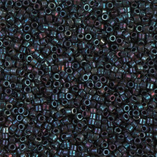 Delica Beads (Miyuki), size 11/0 (same as 12/0), SKU 195006.DB11-1003, metallic midnight blue/gold iris, (10gram tube, apprx 1900 beads)