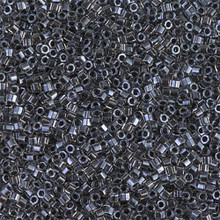 Delica Beads (Miyuki), size 11/0 (same as 12/0), SKU 195006.DB11-0925cut, sparkling dark grey lined crystal, (10gram tube, apprx 1900 beads)